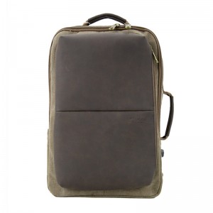 19SA-7920D WYSOKIEJ jakości PU z płóciennym plecakiem na laptopa Dwukierunkowy plecak na laptopa